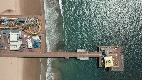 4K top down view on closed adventure park during COVID-19 pandemic, stay at home Stock Footage 136008644
