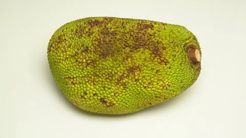 4K Top-Down View of a Ripening Jackfruit Isolated on a White Background. Stock Footage 316382576