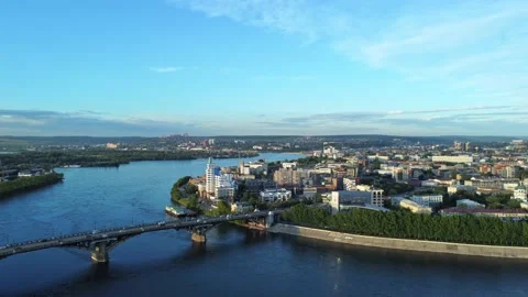 4k Top view of cityscape and bridge with cars outdoors irrl. Stock Footage 219895879