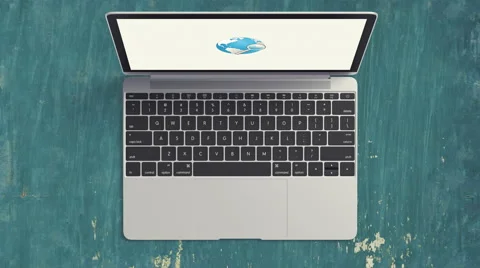 4K - top view laptop with web logo Stock Footage 62391856