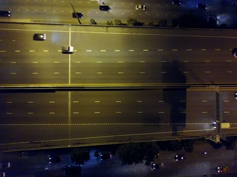 4K Top view of night freeway Stock Footage 77921133