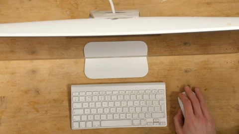 4K Top view over computer desk workplace, employee working on a keyboard Stock Footage 90031030