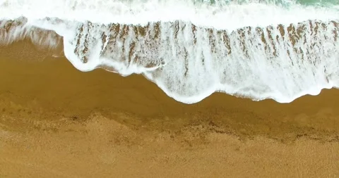 4k Top View of Peaceful Waves on Sandy Beach, Aerial Shot Stock Footage 149869122