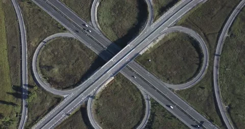 4k topdown drone video of highway2 Stock Footage 141143465