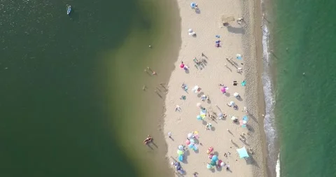 4k topdown video of beach Stock Footage 167853382