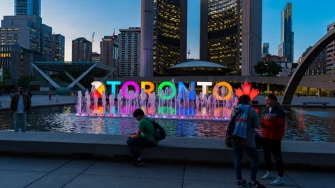 4K Toronto Skyline Time Lapse Hyperlapse Nathan Phillips Square Stock Footage 118405790