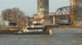 4K Towboat Pulls Barge at Construction Site 1 4k or 4k+ Resolution