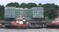 4k Towboats and bicyclists at Hamburg harbour vehicle shot 4k or 4k+ Resolution