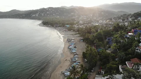 4k town view Sayulita Mexico Beach Stock Footage