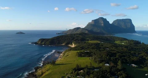 4K tracking Aerial View looking south down Lord Howe Island,NSW,Australia Stock Footage 93376970