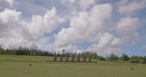 4K Tracking shot of Moai statues, Easter Island Video stock 96597304
