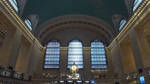 4K Tracking wide shot of Clock in Grand Central Station. NY. Stock Footage 89883656