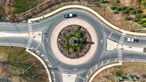 4k Traffic Circle timelapse from above Stock Footage 289782588