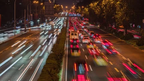 4K Traffic Flow Time-lapse, Beijing Second Ring Road Stock Footage 341681407