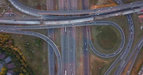 4k traffic overhead looking downward on spirals Stock Footage 81215192