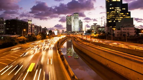 4K Traffic Time Lapse - Ayalon Freeway Vidéo 50098071