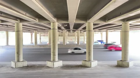 4k Traffic under the bridge during daytime. Stock Footage 159985462
