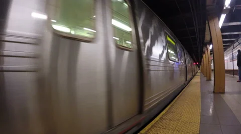 4k train leaving subway station NYC with audio Stock Footage 50243491