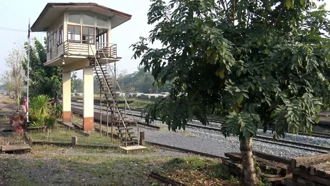 4K Train switching the railway before serving at State Railway of Thailand-Dan Stock Footage 69929021