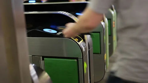 4K Train ticket Gate . Stock Footage 229243821