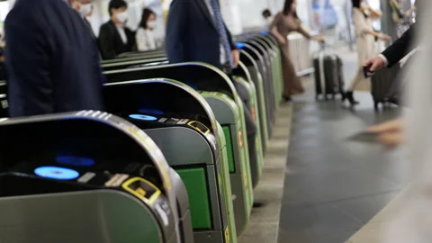 4K Train ticket Gate . Stock Footage 229243944
