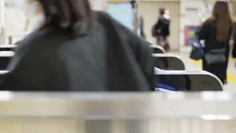 4K Train ticket Gate . Stock Footage 238965096