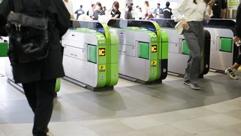 4K Train ticket Gate . Stock Footage 244696450