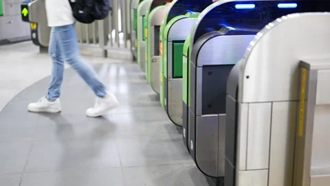 4K Train ticket Gate . Stock Footage 244696574
