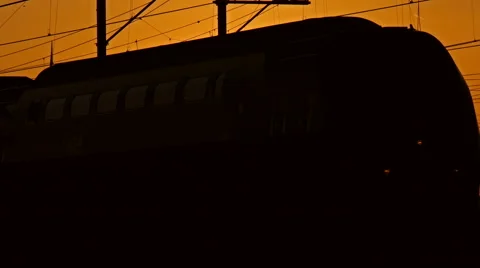 4k Trains passing by footage, during a nice sundown. Stock Footage 66486255