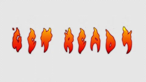 4K Transparent Background Fiery Text GET READY Animation with Intense Flames. Stock Footage 321171839