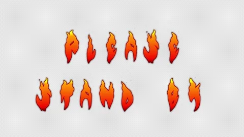 4K Transparent Background Fiery Text Animation PLEASE STAND BY Stock Footage 321175277