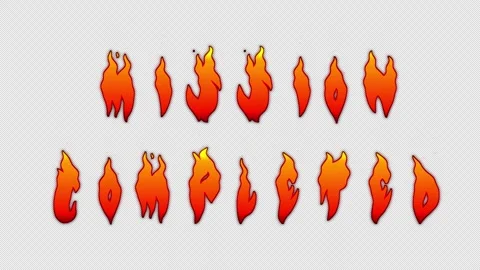 4K Transparent Background Fiery Text MISSION COMPLETED Animation Stock Footage 321179230