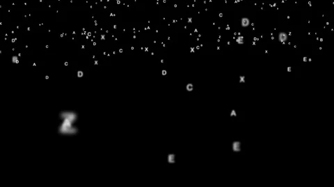 4K transparent background of white education concept alphabet snowflakes falling Stock Footage 124903655