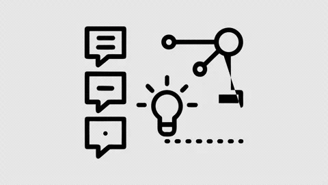 4K Transparent Outline Animation of Chat Bubble Idea and Network Icons Stock Footage 337641044
