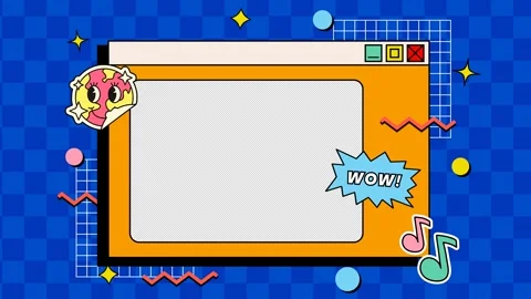 4K transparent screen with a background of shapes. Vintage 90's background Stock Footage 277826120