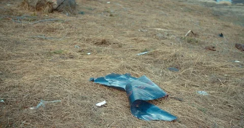 4K Trash on lake beach left from tourists Stock Footage 105491040