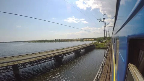 4K Traveling By Train On The Background Of The River Stock Footage 77873505
