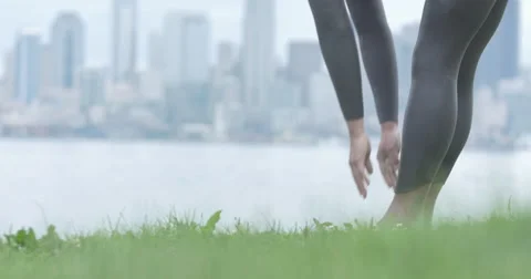 4k Triathlete Stretching Stock Footage 40274124