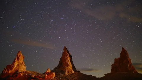 4k Trona Pinnacles timelapse desert stars night fire Stock Footage 120141417