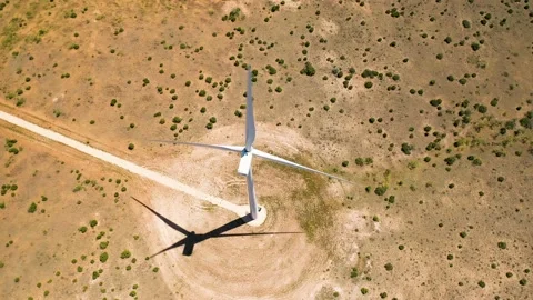 4K Turbine Wind Drone Orbit Wind Farm Turbine Farm Ecology Stock Footage 137216460