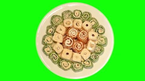4k – Turkish delight – 3 different types on plate Stock Footage 56452756