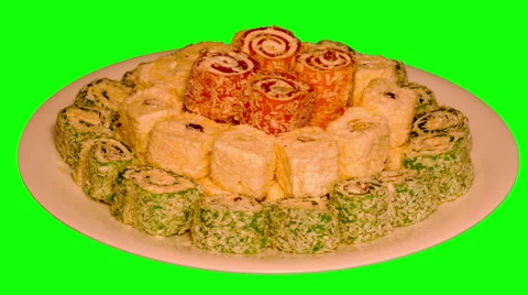 4k – Turkish delight – 3 different types on plate Stock Footage 56778826