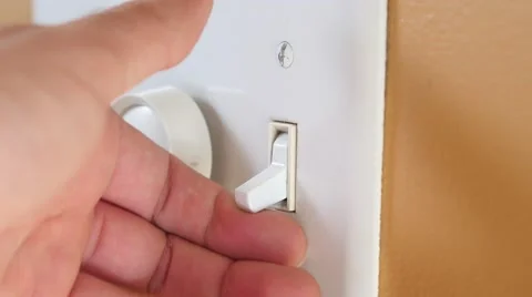 4K Turning Light Switch ON and OFF Closeup Macro 스톡 동영상 68489487