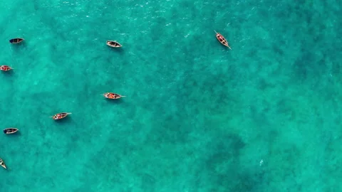 4K turquoise Indian ocean waves near the Zanzibar island, Tanzania. Video stock 170391079