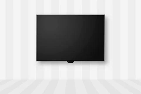 4K TV Mockup flat screen lcd or oled, plasma, realistic illustration, White.. Stock Illustration