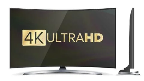 4k TV Vector Screen. UHD Sign. TV Ultra HD Resolution Format. Isolated Stock Illustration