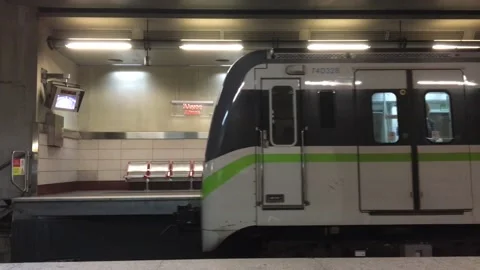 4k - Two trains at an Underground Station (Metro) 動画素材 149772751