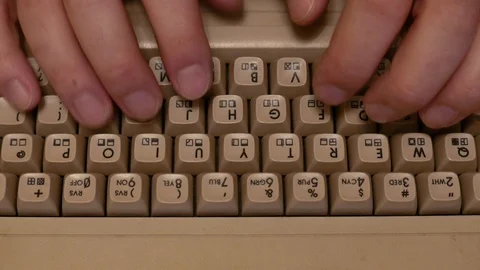 4K Typing on Retro Computer Keyboard Fas... | Stock Video | Pond5