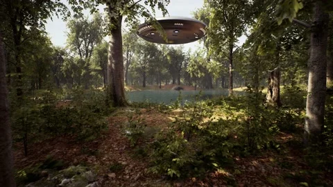 4K UFO Over Lake Stock Footage 148285437
