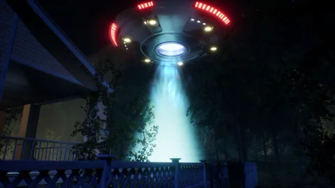 4K - UFO sighting at back yard Stock Footage 219346210